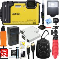 Nikon COOLPIX W300 16MP 4k Ultra HD Waterproof Digital Camera (Yellow) + 32GB Memory & Flash Deluxe Accessory Bundle
