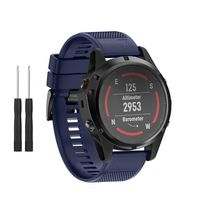 HSWAI Compatible BandsReplacement for Garmin Fenix 5X/Fenix 5X Plus/Fenix 3/Fenix 3 HR，26mm Width Soft Silicone Watch Strap with Black Metal Buckle for Women & Men(Dark Blue)