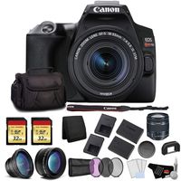 Canon EOS Rebel SL3 DSLR Camera with 18-55mm Lens (Black) Bundle with 2x32GB Memory Card + Battery for CanonLPE17 + LCD Screen Protectors + Wide Angle Lens + 2X Telephoto Lens and More