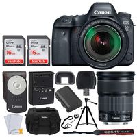 Canon EOS 6D Mark II DSLR Camera + EF 24-105mm f/3.5-5.6 is STM Lens + 32GB Memory Card + Canon RC-6 Wireless Remote + Photo4Less DC59 Gadget Bag + Quality Tripod + USB Card Reader - Complete Bundle