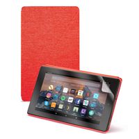 Fire HD 8 Tablet (8" HD Display, 16 GB) - Black + Amazon Fire HD 8 Tablet Case, Punch Red + NuPro Clear Screen Protector (2-Pack)