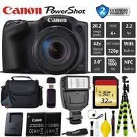 Canon PowerShot SX420 is Digital Point and Shoot Camera + Extra Battery + Digital Flash + Camera Case + 32GB Class 10 Memory Card + 2 Year Extended Warranty (Total of 3YR) - International Version