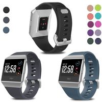 SKYLET Compatible with Fitbit Ionic Bands, 3 Pack Soft Replacement Sport Wristbands Compatible with Fitbit Ionic Smart Watch with Buckle Men Women(Black, Slate, Gray Small)