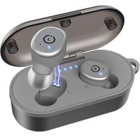 TOZO T10 Bluetooth 5.0 Wireless Earbuds with Wireless Charging Case IPX8 Waterproof TWS Stereo Headphones in-Ear Built-in Mic Headset Premium Sound with Deep Bass for Sport Gray