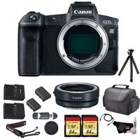 Canon EOS R Mirrorless Digital Camera (Body Only) Bundle with Canon Mount Adapter + 2X 64GB Memory Cards + Replacement Battery and More