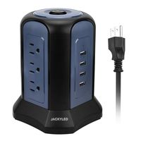 Power Strip Tower with 9 AC Outlets and 4 USB Ports JACKYLED Multi-Outlets Surge Protector Desktop Charging Station 9.8ft Extra Long Cord Electric Charging Station Switch Control