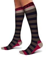 SB SOX Compression Socks (20-30mmHg) for Men & Women - Best Stockings for Running, Medical, Athletic, Edema, Diabetic, Varicose Veins, Travel, Pregnancy, Shin Splints (Stripes - Gray/Purple, X-Large)