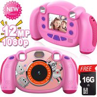 【Upgrade Camera】 Kids Mini Digital Camera 1080P HD Video Camcorder with 2.1" Display Non-Slip and Anti-Drop Design, Child Puzzle Game Autumn Toy Gift for 4-10 Years Old Girl Boy [Free 16GB SD Card]