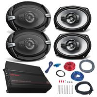 Car Amp and Speaker Combo: 2X 6x9 Inch 550-Watt 4-Way DR-Series Coaxial Speakers Combo with 2X 1000-Watt 4-Channel Power Amplifier with Enrock 8-Gauge Wiring Installation Kit