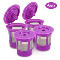 Reusable Keurig K Cups Pod Coffee Filters for Keurig 2.0 & 1.0 Brewers, Universal Refillable KCups, Keurig filter, Reusable Kcup, K Cup K-cups Reusable Filter 4 Packs
