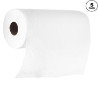 [5 Pack] Heavy Duty Paper Towel Rolls, 3 - Ply, Perforated, White Roll, Multi Surface, Cleaning, Kitchen, Bathroom, Office and more by EcoQuality (Pack of 5)