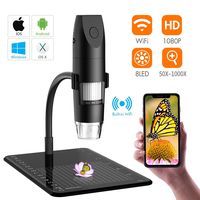 SKYBASIC Wireless Digital Microscope, Mini Pocket Handheld WiFi USB 50x to 1000x Magnification Microscope Camera 8 LED HD 1080P Compatible with Android Smartphone, iPhone, Tablet, Windows Mac-Black