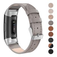 SWEES Leather Bands Compatible for Charge 3 & Charge 3 SE Fitness Tracker, Genuine Leather Band Strap Wristband Replacement for Women Men Small Large, Black, Rose Gold, Beige, Brown, Grey, Tan