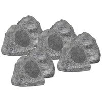 Theater Solutions 8R8G Outdoor Granite 8" Rock 8 Speaker Set for Deck Pool Spa Yard Garden