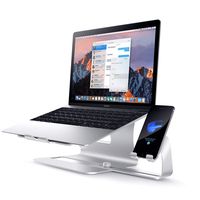 Bestand 2 in 1 Laptop and Phone Stand Aluminum Cooling Computer Stand & Holder Compatible with MacBook Air/Pro, iPhone Series, Silver