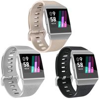 Vancle 3 Pack Rose Gold Silver Bands Compatible with Fitbit Ionic for Women Men, Classic Replacement Accessory Wristbands Compatible with Fitbit Ionic SmartWatch (Gold/Silver/Black, Small)