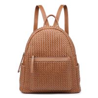 Women Backpack Purse Woven Trendy Stylish Casual Dayback Handbag (Large, Big brown)