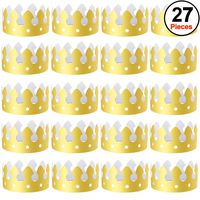 SIQUK 27 Pieces Gold Paper Crowns Party King Crown Paper Hats for Birthday Party and Celebration