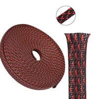 PET Expandable Braided Sleeving 3/4" Flexo Cable Sleeve Red&Black Braided Sleeve for Braided Wire Sleeve Management Cord Protector 25 FT Red&Black Cable Sleeving