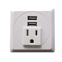 Desktop Power Grommet Outlet Data Center, 2"- 2.5" Hole No Drilling Required, 1 Outlet W/ 2 USB Charging Ports ETL Listed (WHITE - SQUARE - Fit 2" - 2.5" hole -DC-8189)