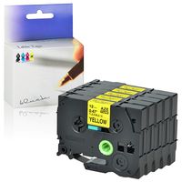 KCMYTONER 5PK Compatible for Brother TZ TZe TZe-FX631 TZeFX631 TZ-FX631 TZFX631 Black on Yellow Flexible ID Cable Label Tape 1/2 x 26.2ft 12mm x 8m Work in P-Touch PT-D400 PT-D210 PT-H110 Label Maker