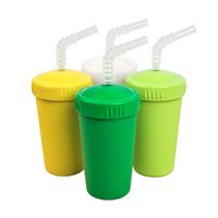 Re-Play Made in The USA 4pk Straw Cups for Baby, Toddler, and Child Feeding - Lime Green, Kelly Green, Yellow, White (Stem+)