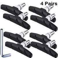 Hotop 4 Pairs V Bike Brake Pads with Hex Nuts and Spacers V Bicycle Brake Blocks Set 70 mm (Black)