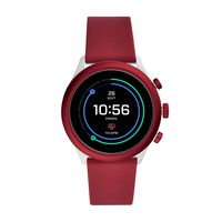 Fossil Men's Sport Heart Rate Metal and Silicone Touchscreen Smartwatch, Color: Grey, Dark Red (Model: FTW4033)