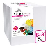 PHOENIX Pre Stretched Canvas for Painting - 8x8 Inch / 7 Pack - 5/8 Inch Profile of Super Value Pack for Oil & Acrylic Paint
