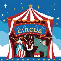 OFILA Circus Backdrop 6x6ft Kids Photography Background Cartoon Elephant Clown Photos Children Birthday Party Decoration Amusement Park Theme Events Shoots School Activity Photos Video Studio Props