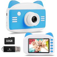 Kids Camera - Seanme 2019 New Upgraded Children Digital Camera Gift Toy for 3~12-Year-Old Boys/Girls, Child Camera Camcorder with Bonus 32GB TF Card & Card Reader (Blue)