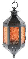 Vela Lanterns Hanging Moroccan Style Candle Lantern with Chain, Amber