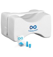 Everlasting Comfort 100% Pure Memory Foam Knee Pillow with Adjustable and Removable Strap - Ear Plugs Included - Leg Pillow for Sleeping