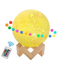 Rowrun 3D Moon Lamp 16 Colors 5.51IN Dimmable LED Night Light with Stand RGB Remote & Touch Control USB Rechargeable for Baby Kids Lover Friends Family Christmas Birthday Gift Home Decoration