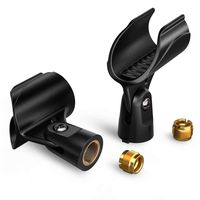 Moukey Universal Microphone Mic Clip Holder for Mic Stand with 5/8" Male to 3/8" Female Adapter, 2-pack