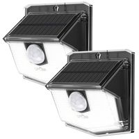 LITOM Solar Lights Outdoor, IP67 Waterproof Solar Powered Motion Sensor Lights 60 LEDs Wireless Solar Security Wall Lights for Front Door, Garden, Patio, Yard, Garage, Deck, Driveway 2 Pack Cold White