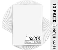 Mat Board Center, Pack of 10, 16x20 Uncut White Color Mats - Acid Free, 4-ply Thickness, White Core - for Pictures, Photos, Framing - Great for DIY Projects or Unique Picture Sizes