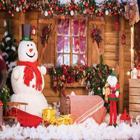 GoodsFederation 10x10ft Christmas Photo Backdrops Winter Outdoor Snow Landscape Snowman Photography Backgrounds Vinyl Backdrop Photo Booth Studio Props SDJ-213