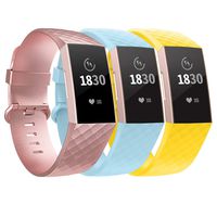 adepoy Compatible with Fitbit Charge 3 Bands for Women Men Large Small, Adjustable Replacement Wristbands for Fitbit Charge 3 and Fitbit Charge 3 SE, 3 Pack, Aqua, CreamYellow, Rosegold, Large
