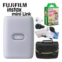Fujifilm Instax Mini Link Portable Smartphone Printer (Ash White) Creative Kit Basic Beginner Film Bundle with (20) Instax Mini Films + Carrying Bag + More
