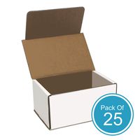White Cardboard Shipping Box - Pack of 25, 6 x 4 x 3 Inches, White, Corrugated Box