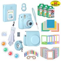 Fujifilm Instax Mini 9 Instant Film Camera Bundle with Over 15 Accessories | 60 Sheets of Instant Film + Mini Nine Leather Case + Photo Album + Lens Filters + Mini Frames + More