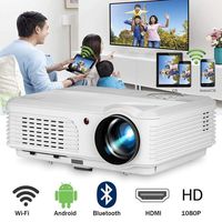 Bluetooth Projector WiFi Android LCD LED Home Theater Cinema 4400 Lumens Support 1080P Smart HD Video Projectors Airplay HDMI USB RCA VGA AV for Smartphone DVD Game Consoles Laptop Outdoor Movie