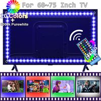 FSJEE LED TV Backlight for 60 to 75 Inch Smart HDTV Pre-Connected RGBW LED Strip TV Bias Light with 40Keys RF Wireless Remote Controller and UL Listed Power Adapter