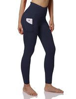 ODODOS Women's High Waist Yoga Pants with Pockets,Tummy Control,Workout Pants Running 4 Way Stretch Yoga Leggings with Pockets,Navy,Medium