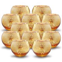 Volens Round Gold Votive Candle Holders Bulk, Mercury Glass Tealight Candle Holder Set of 12 for Wedding Decor and Home Decor       