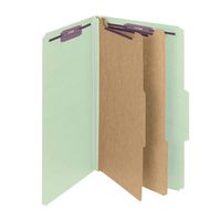 Smead Pressboard Classification File Folder with SafeSHIELD Fasteners, 2 Dividers, 2" Expansion, Legal Size, Gray/Green, 10 per Box (19076)