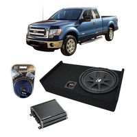 Compatible with 2009-2014 Ford F-150 Super Cab Truck Kicker Comp C12 Single 12" Sub Box Enclosure & CXA400.1 Amp