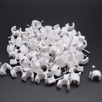 Antrader 10mm/0.39" Single Coaxial Cable Clips White 300pcs for RG59 Coax Cat5 Cat6 Cable Wire