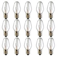 Scentsy Bulb, 15 Pack Light Bulbs for Plug-in Nightlight Warmer Wax Diffuser & Candle Warmers, E12 Candelabra Base Long Life Incandescent Bulbs, 120 Volt - Dimmable - Warm White - C7 Shape (15)